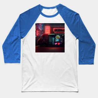 Cyberpunk Tokyo Ramen Food Truck Baseball T-Shirt